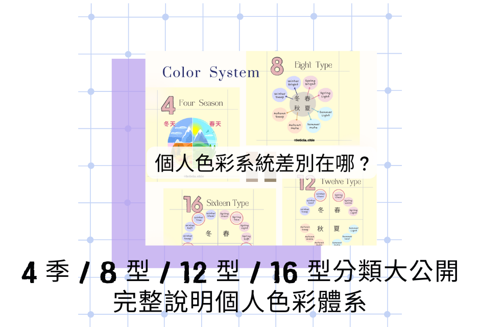 4 季 / 8 型 / 12 型 / 16 型個人色彩分類大公開，完整說明個人色彩體系